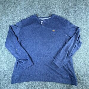 Levi's Strauss & Co Henley Thermal Sweater Mens XL Blue Fleece Lined Classic